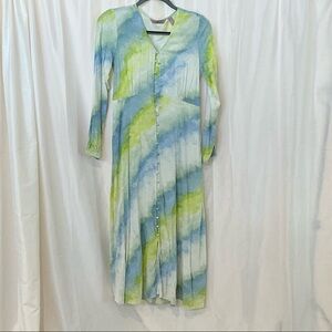 Laurie Felt Watercolor Tie-Dye Button-Front Maxi Dress - 2P Petite
